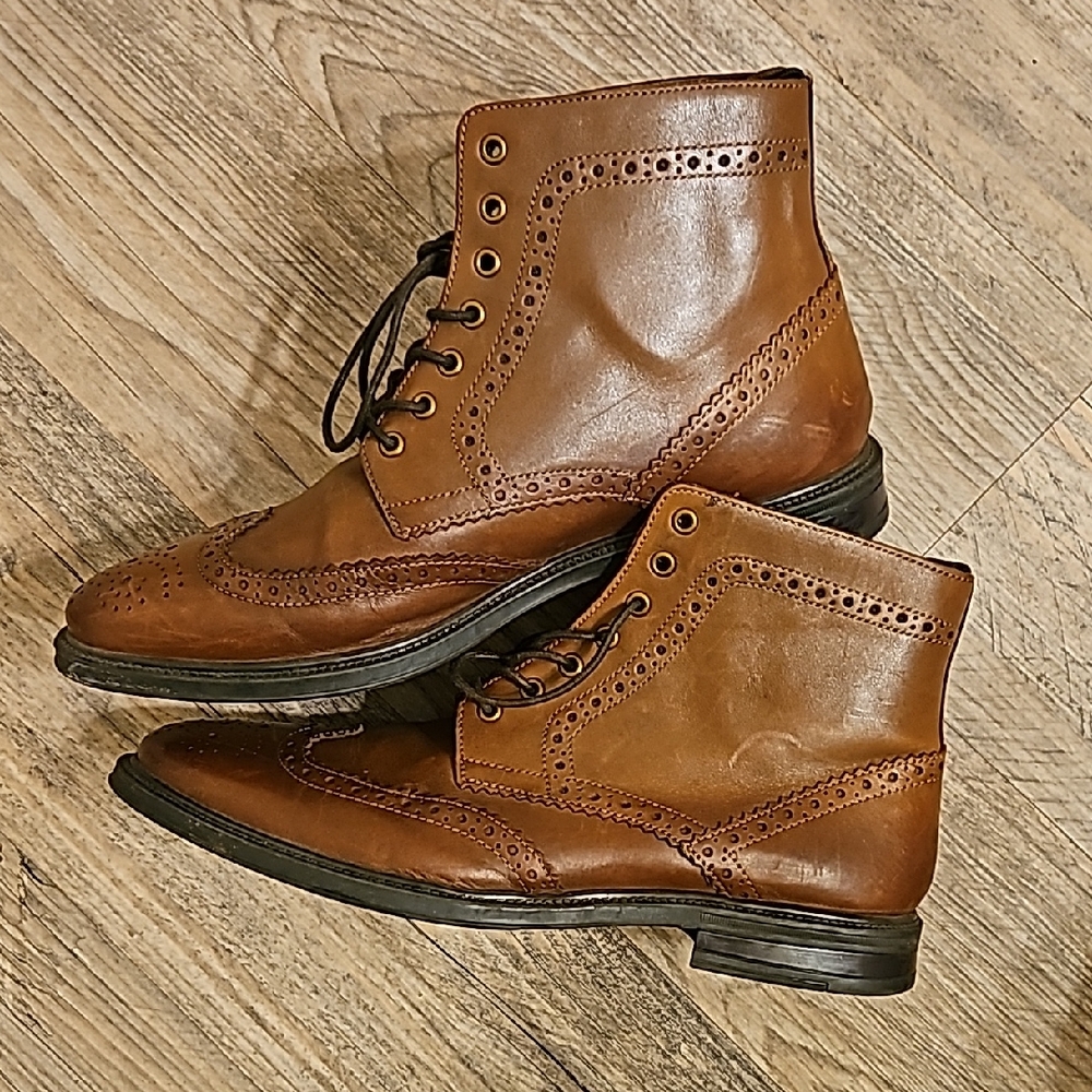 Stafford Men's Brown Wingtip Brogue Leather Boots